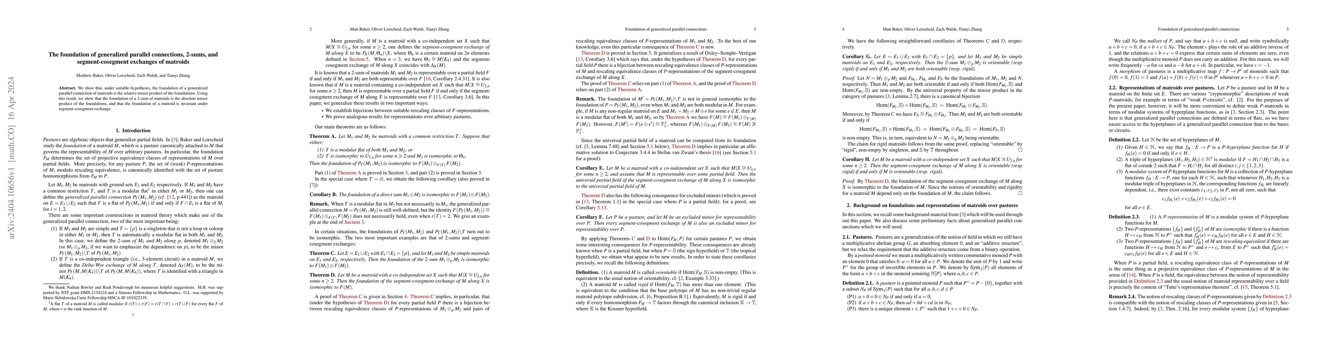 Thumbnail for The foundation of generalized parallel connections, 2-sums, and
  segment-cosegment exchanges of matroids