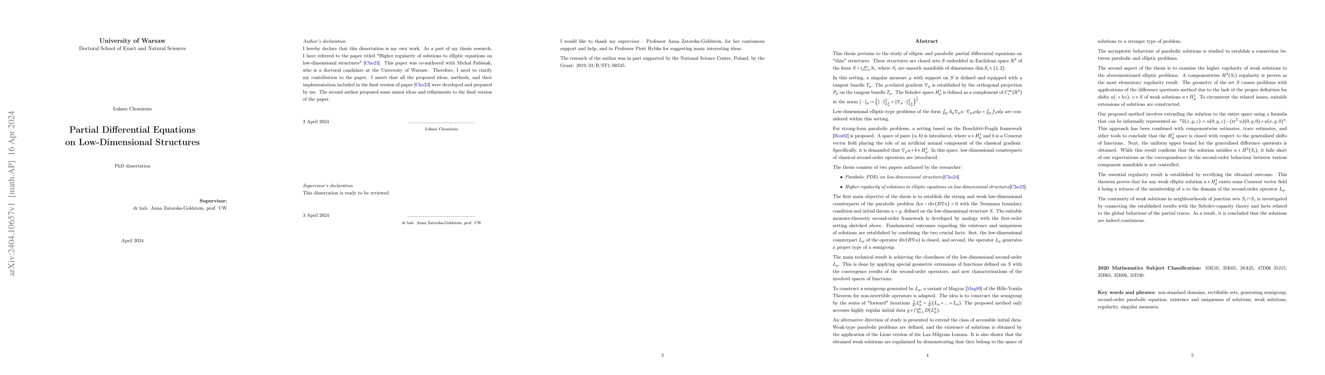Thumbnail for Partial Differential Equations on Low-Dimensional Structures