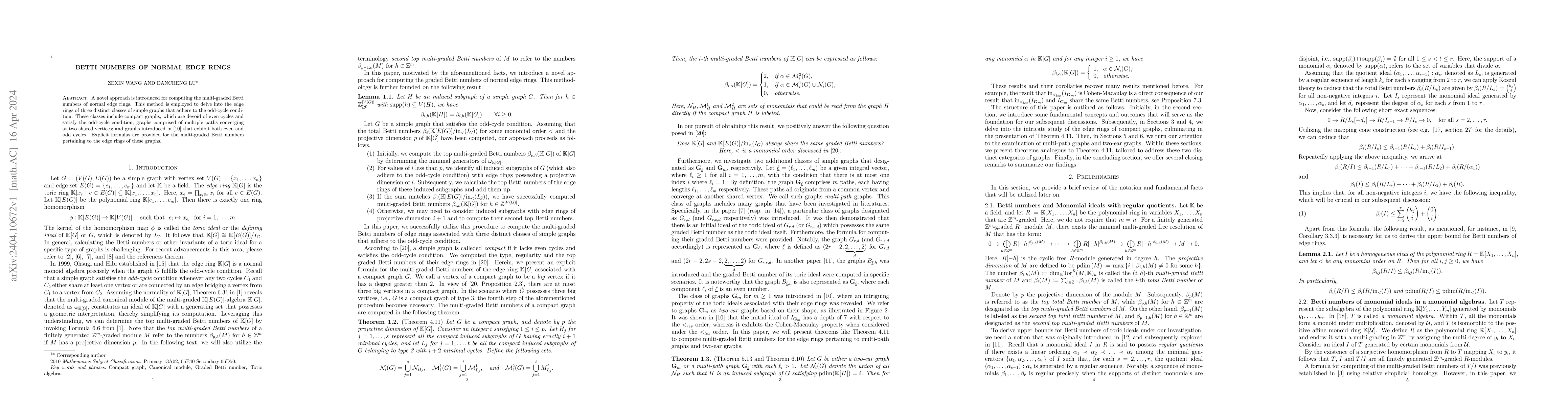 Thumbnail for Betti numbers of normal edge rings