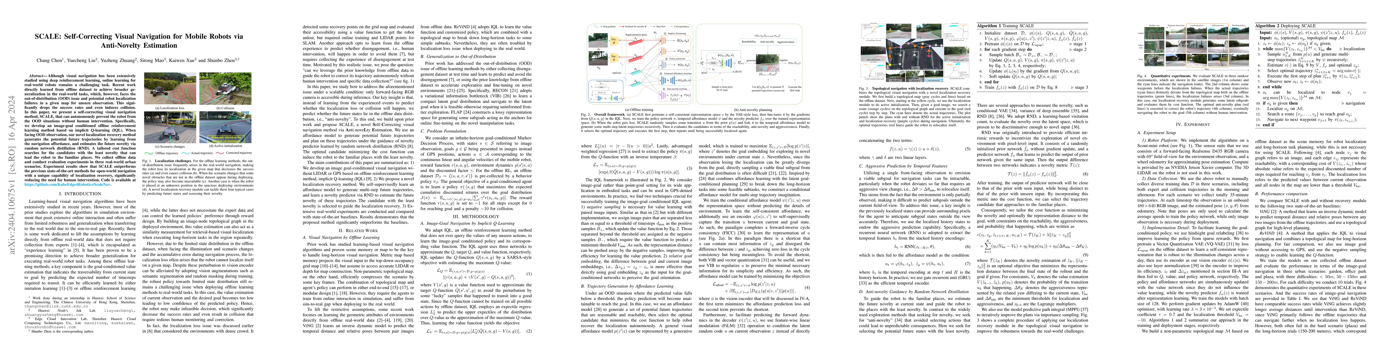 Thumbnail for SCALE: Self-Correcting Visual Navigation for Mobile Robots via
  Anti-Novelty Estimation