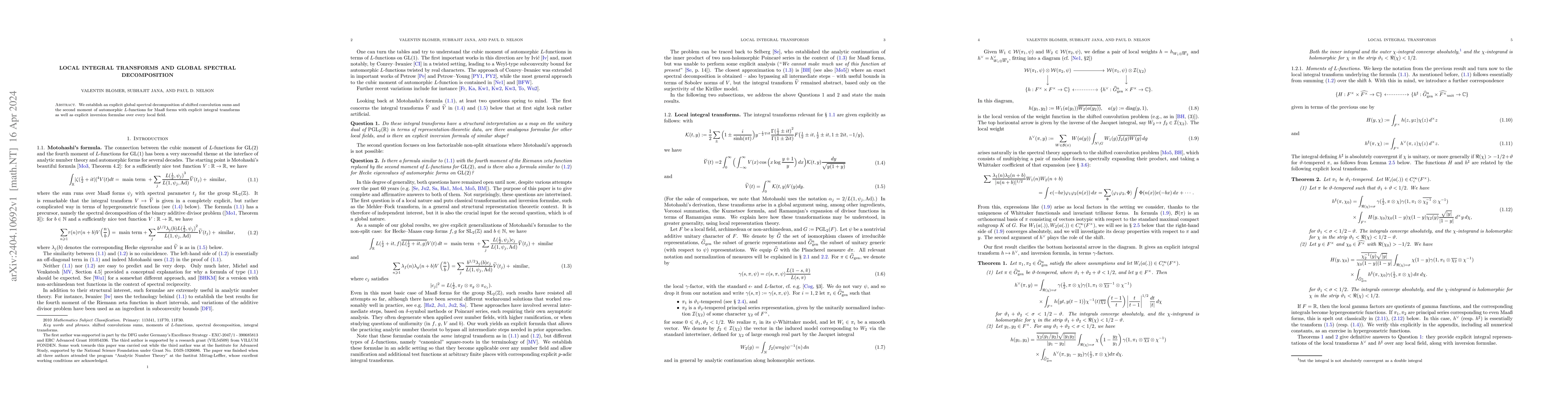 Thumbnail for Local integral transforms and global spectral decomposition