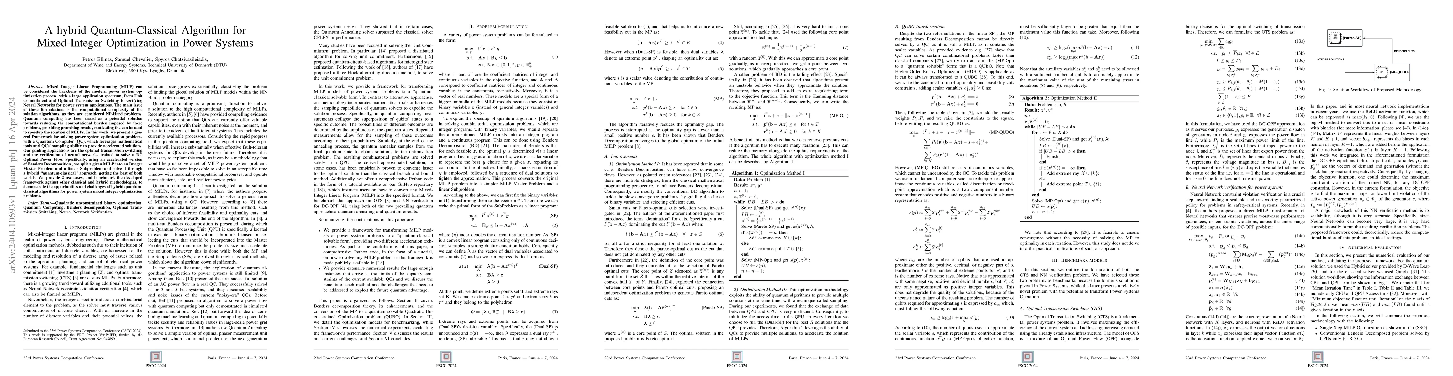 Thumbnail for A hybrid Quantum-Classical Algorithm for Mixed-Integer Optimization in
  Power Systems