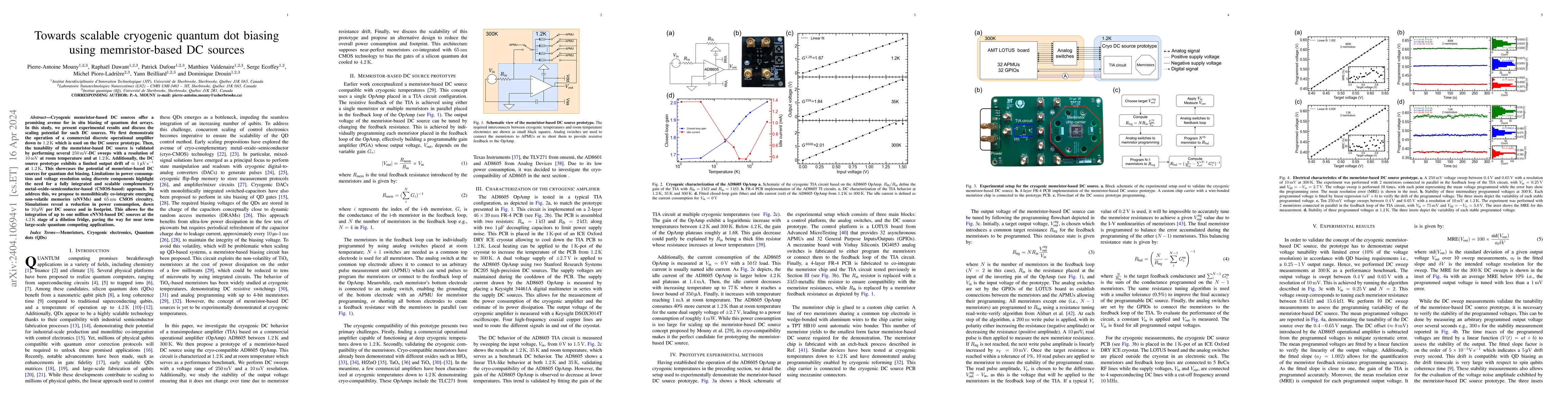 Thumbnail for Towards scalable cryogenic quantum dot biasing using memristor-based DC
  sources
