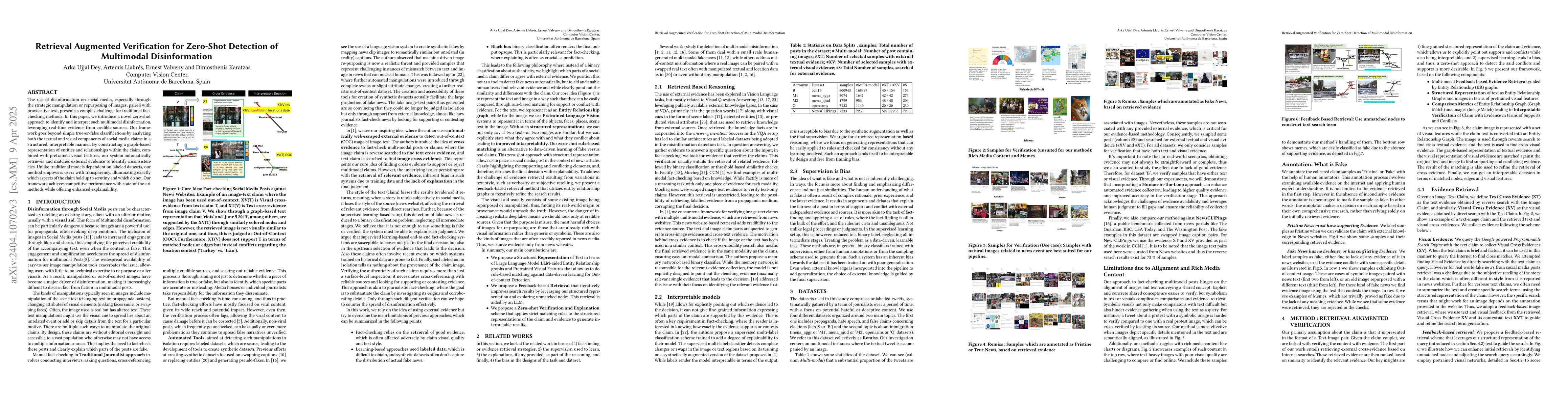 Thumbnail for Retrieval Augmented Verification: Unveiling Disinformation with
  Structured Representations for Zero-Shot Real-Time Evidence-guided
  Fact-Checking of Multi-modal Social media posts