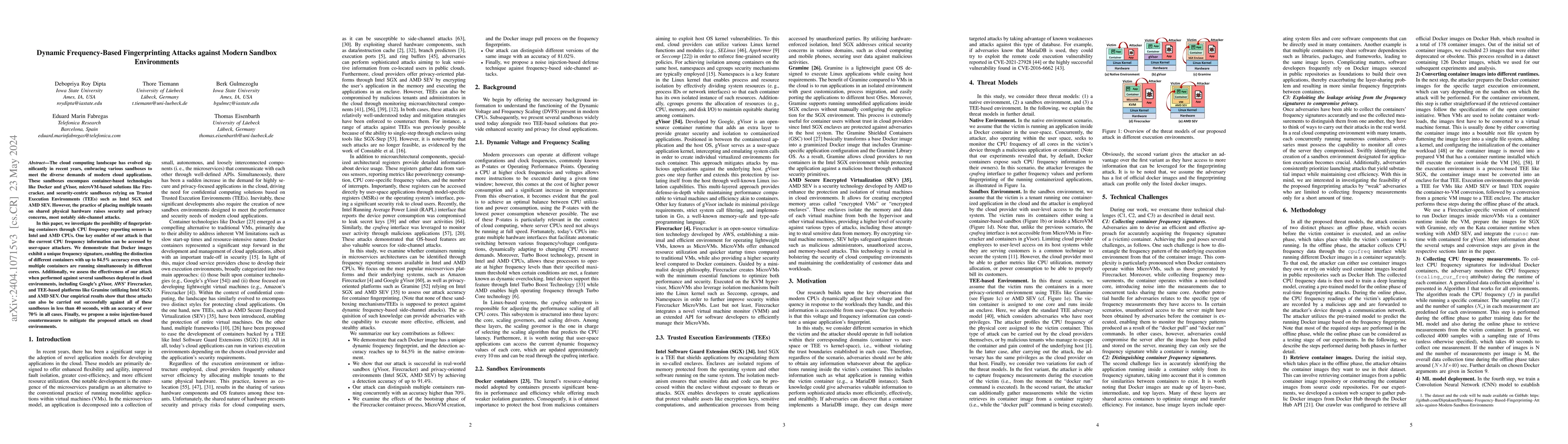 Thumbnail for Dynamic Frequency-Based Fingerprinting Attacks against Modern Sandbox
  Environments
