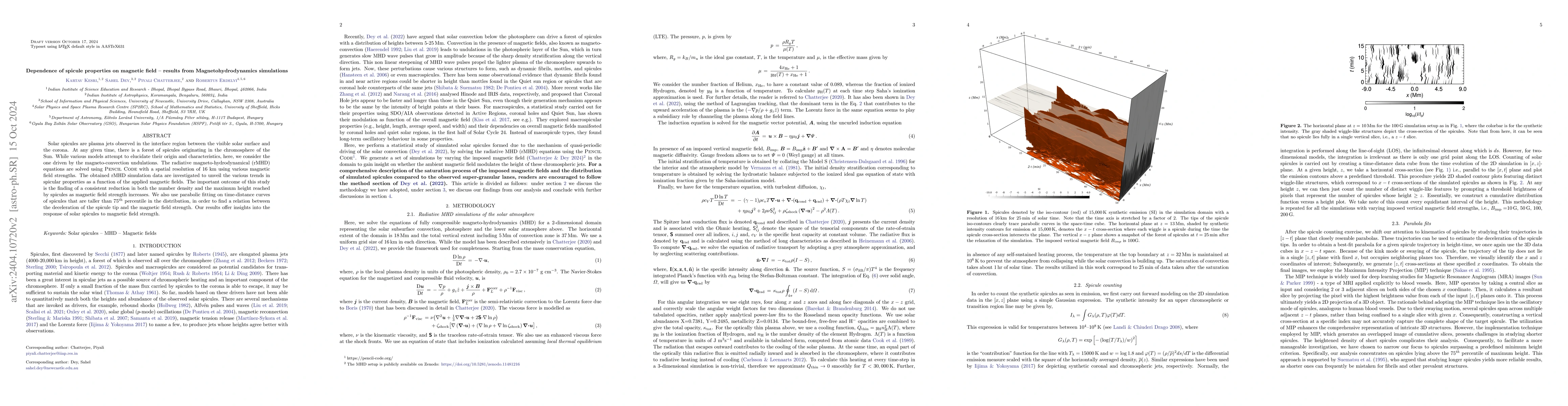 Thumbnail for Dependence of spicule properties on magnetic field -- results from
  Magnetohydrodynamics simulations