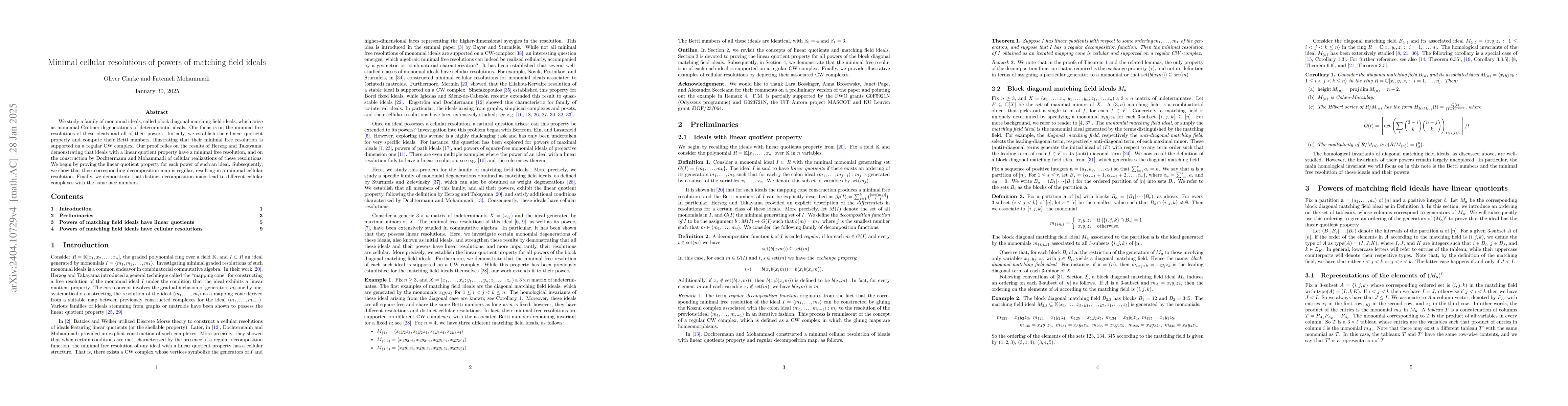 Thumbnail for Minimal cellular resolutions of powers of matching field ideals