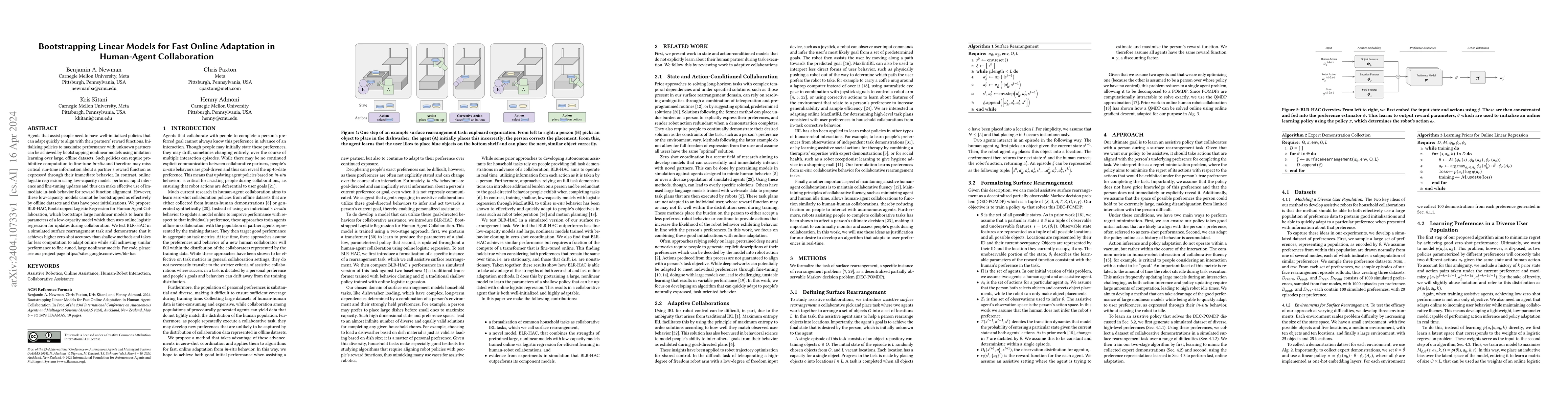 Thumbnail for Bootstrapping Linear Models for Fast Online Adaptation in Human-Agent
  Collaboration