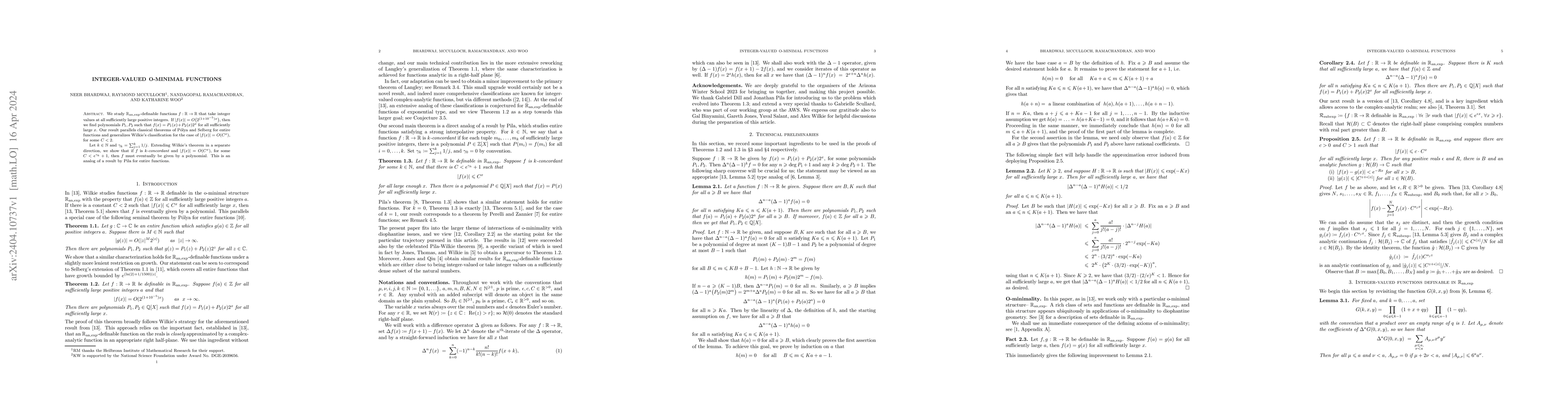 Thumbnail for Integer-valued o-minimal functions