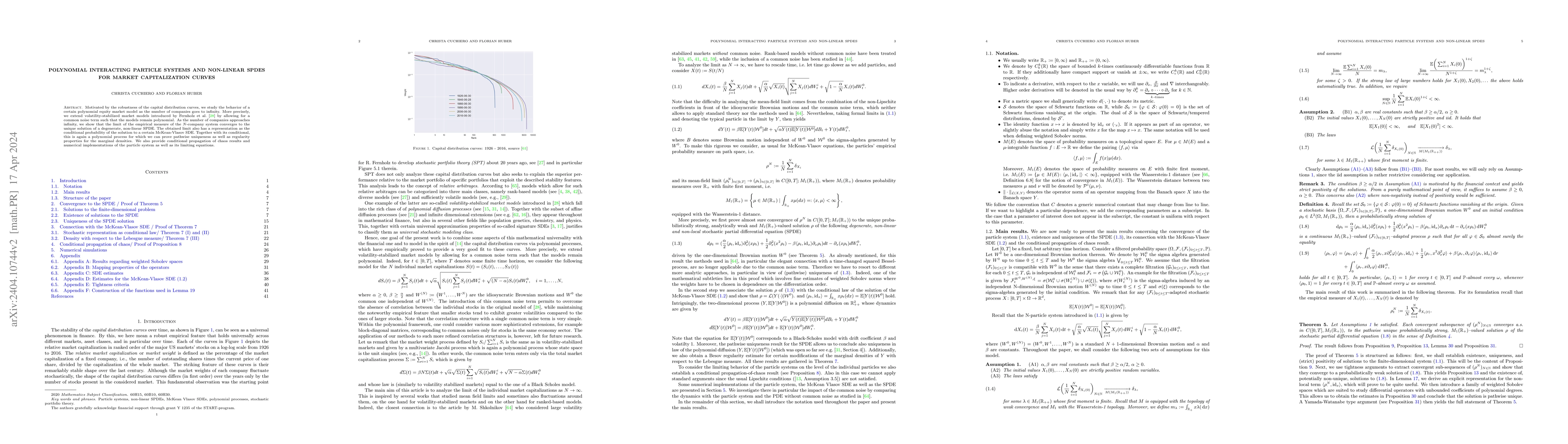 Thumbnail for Polynomial interacting particle systems and non-linear SPDEs for market
  capitalization curves