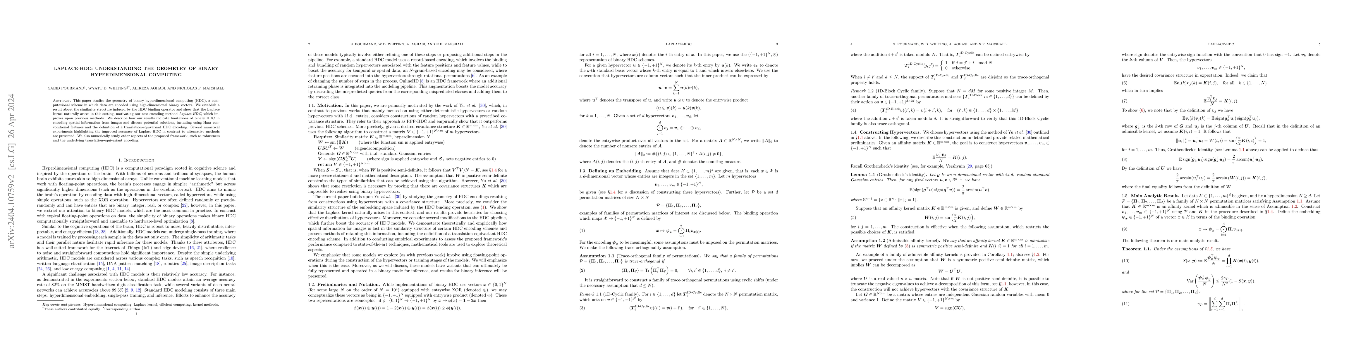 Thumbnail for Laplace-HDC: Understanding the geometry of binary hyperdimensional
  computing