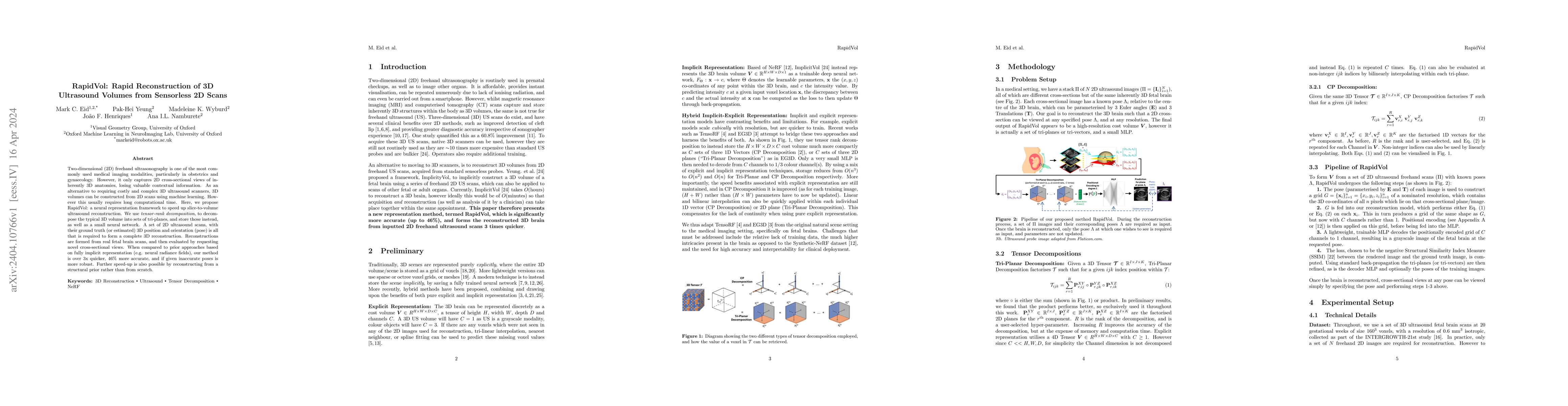 Thumbnail for RapidVol: Rapid Reconstruction of 3D Ultrasound Volumes from Sensorless
  2D Scans