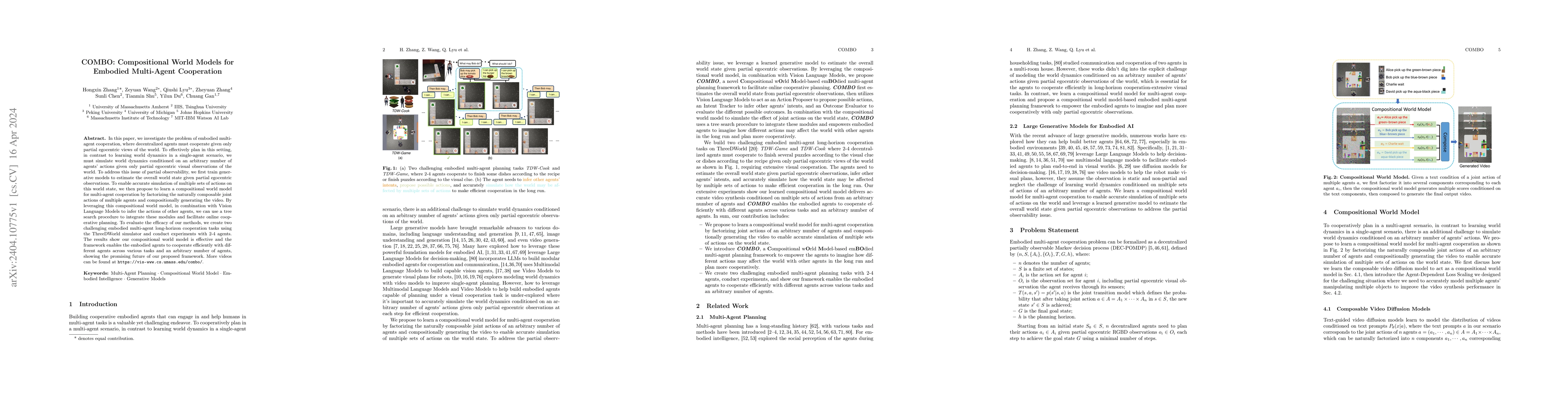 Thumbnail for COMBO: Compositional World Models for Embodied Multi-Agent Cooperation