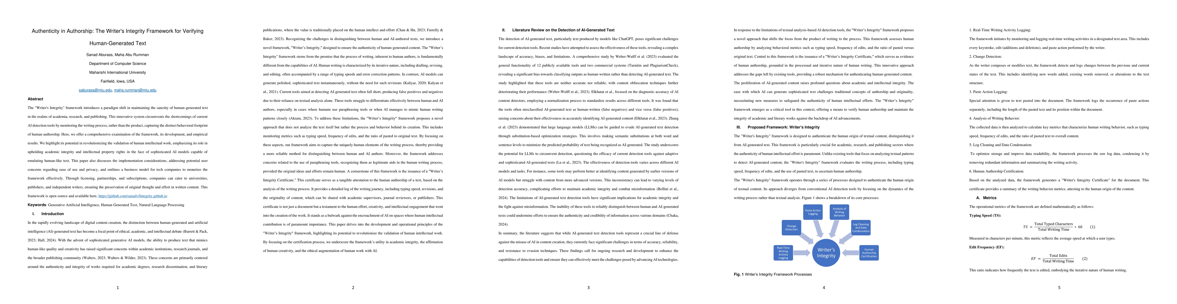 Thumbnail for Authenticity in Authorship: The Writer's Integrity Framework for
  Verifying Human-Generated Text