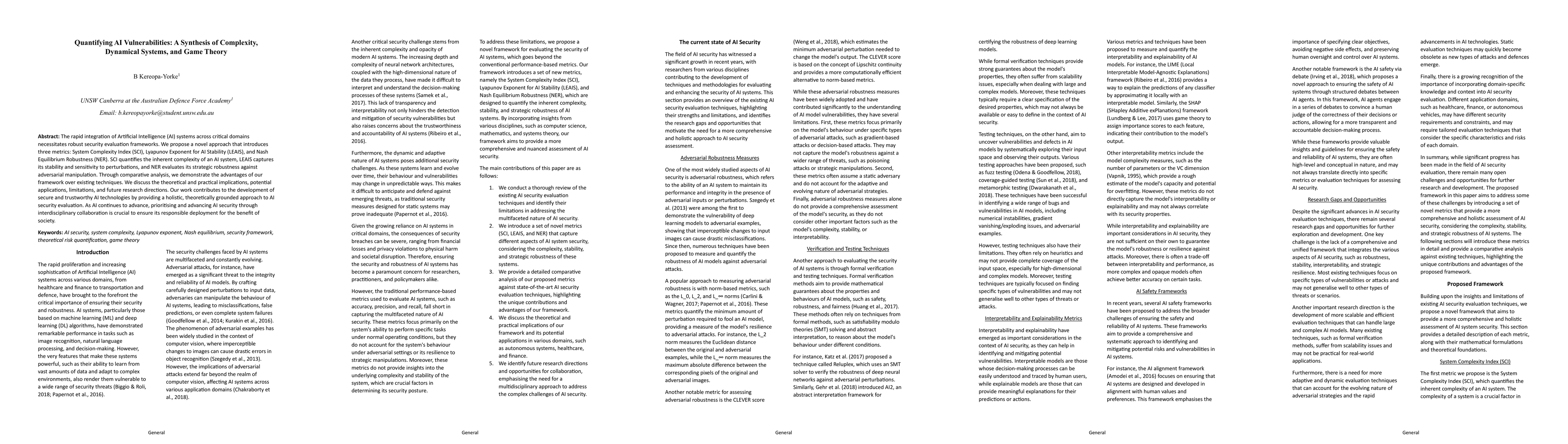 Thumbnail for Quantifying AI Vulnerabilities: A Synthesis of Complexity, Dynamical
  Systems, and Game Theory