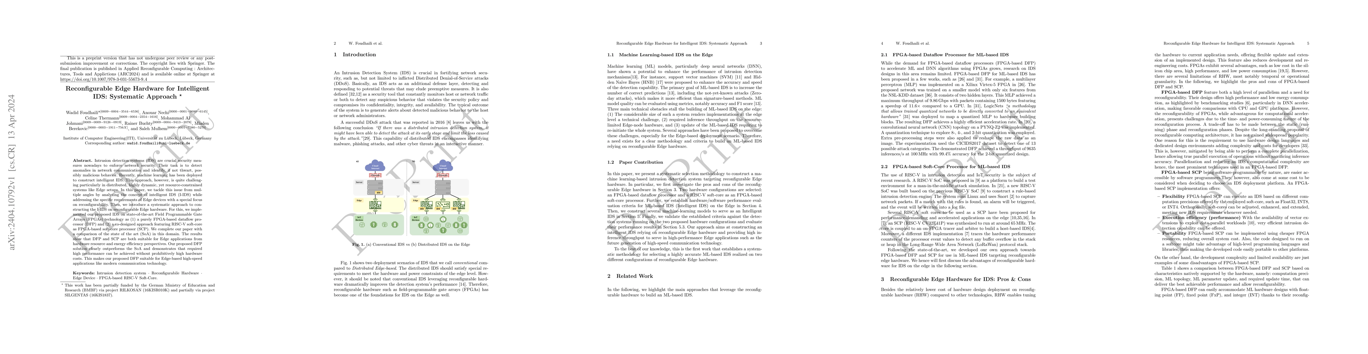 Thumbnail for Reconfigurable Edge Hardware for Intelligent IDS: Systematic Approach