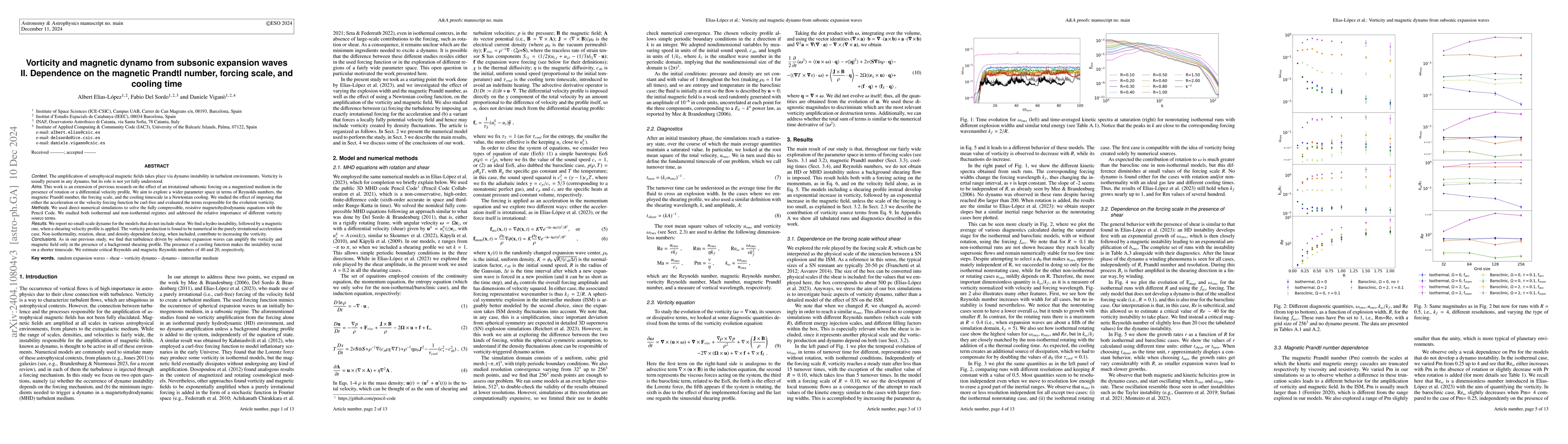 Thumbnail for Vorticity and magnetic dynamo from subsonic expansion waves II:
  Dependence on magnetic Prandtl number, forcing scale, cooling time