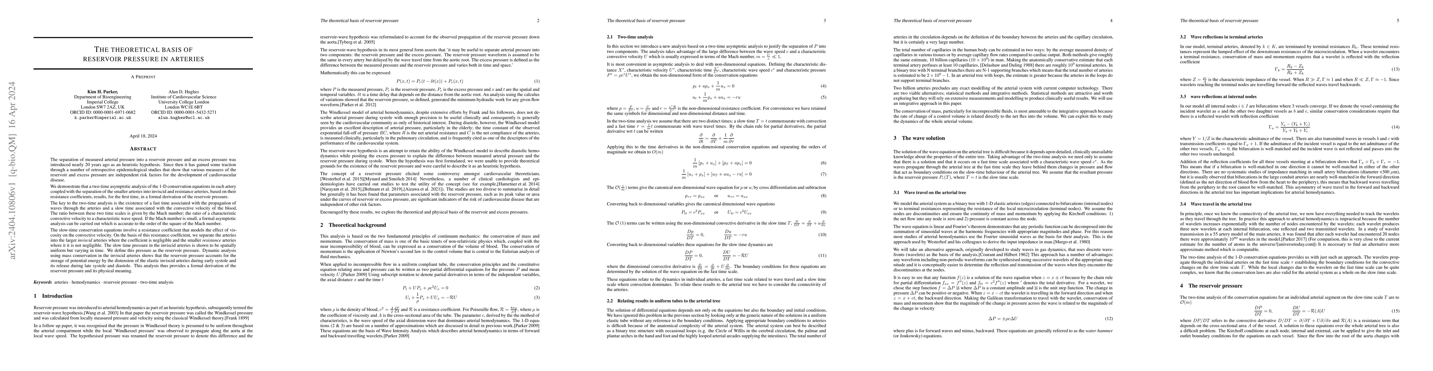 Thumbnail for The theoretical basis of reservoir pressure in arteries