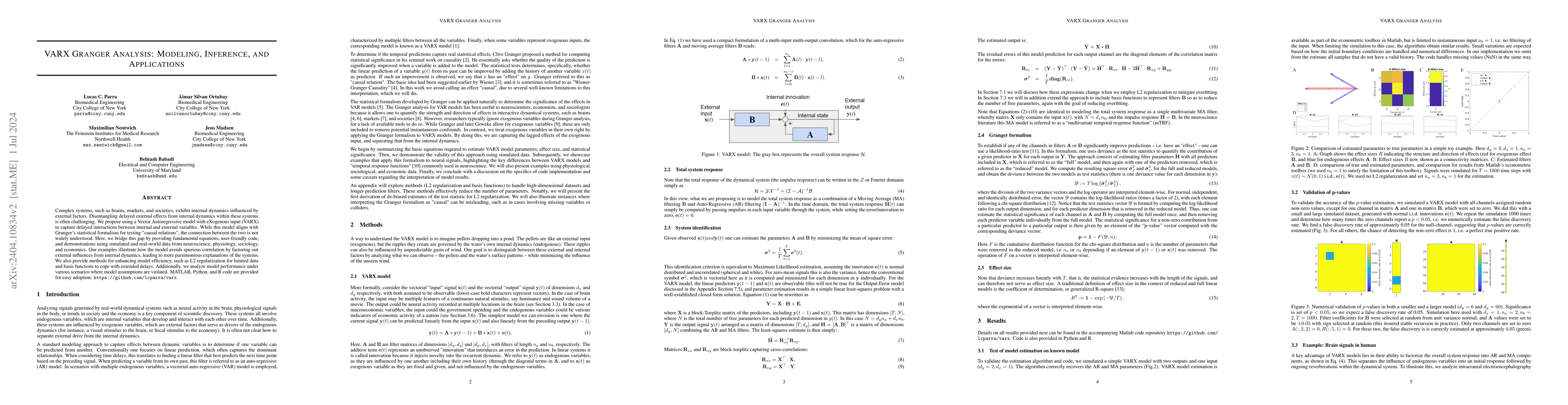 Thumbnail for VARX Granger Analysis: Modeling, Inference, and Applications