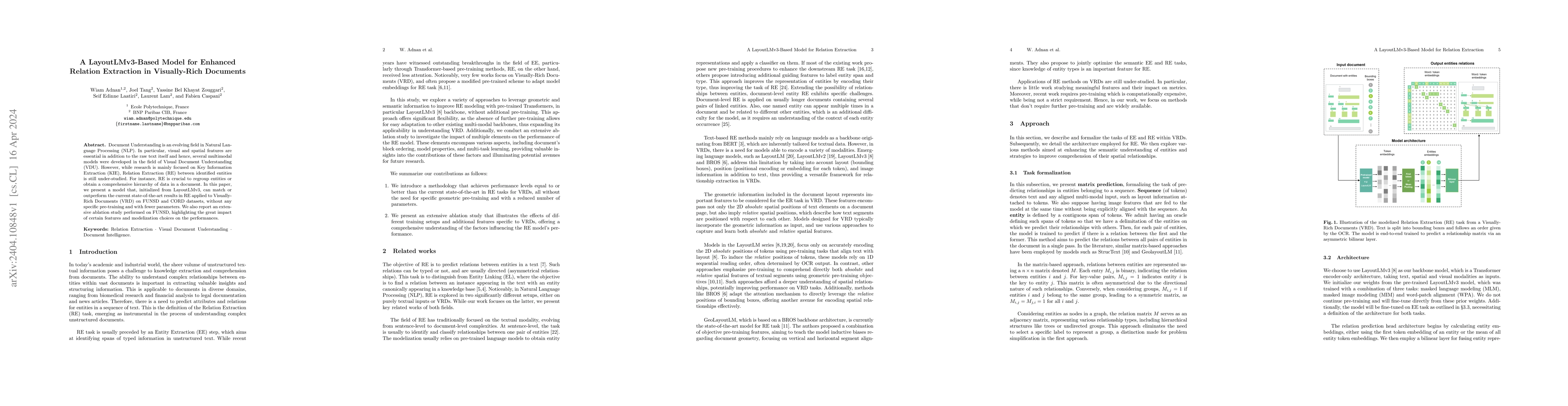 Thumbnail for A LayoutLMv3-Based Model for Enhanced Relation Extraction in
  Visually-Rich Documents