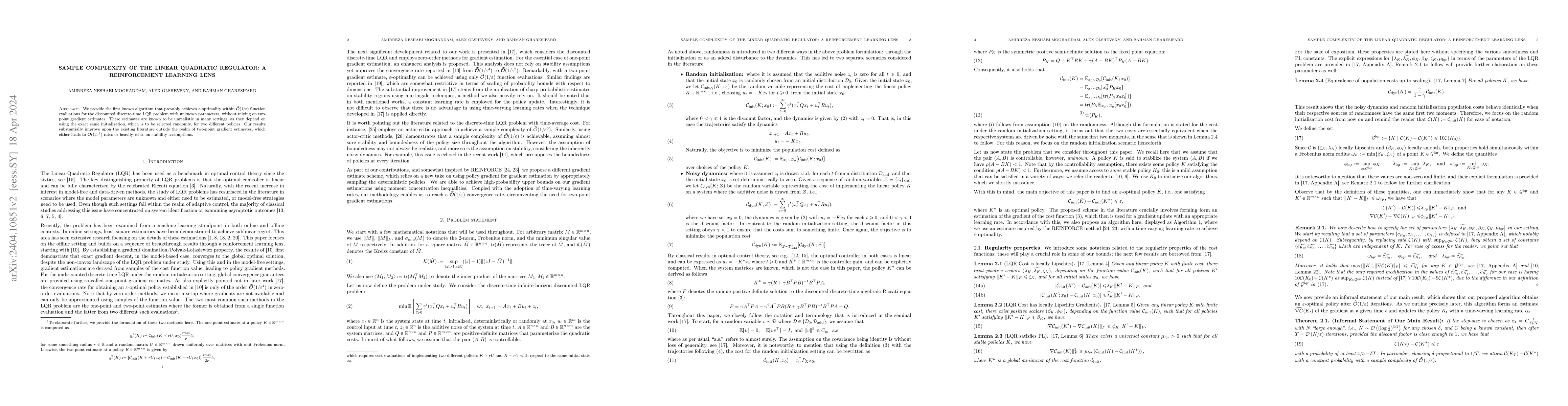 Thumbnail for Sample Complexity of the Linear Quadratic Regulator: A Reinforcement
  Learning Lens