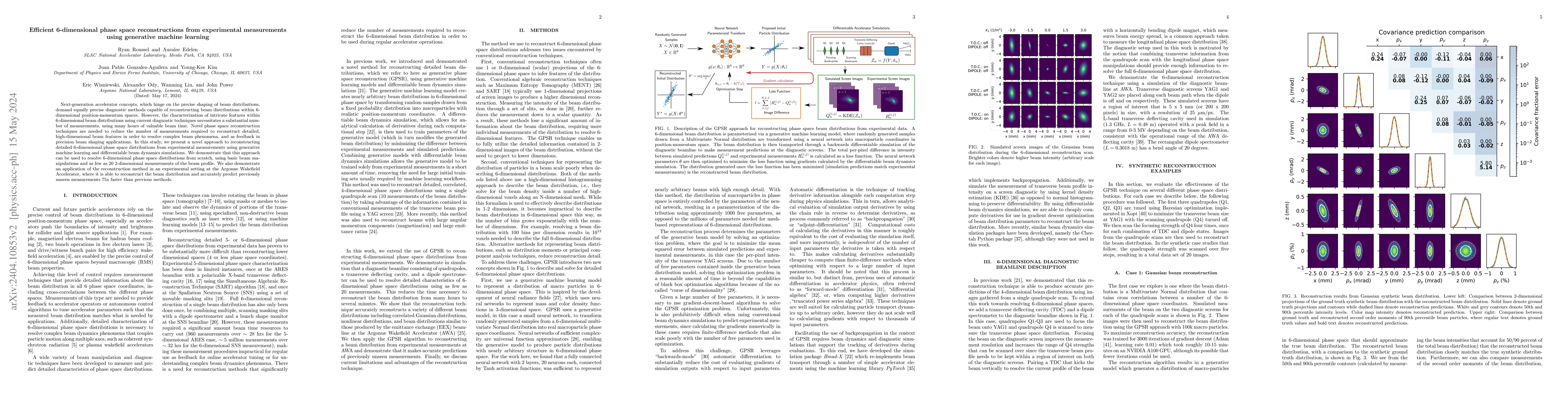 Thumbnail for Efficient 6-dimensional phase space reconstruction from experimental
  measurements using generative machine learning
