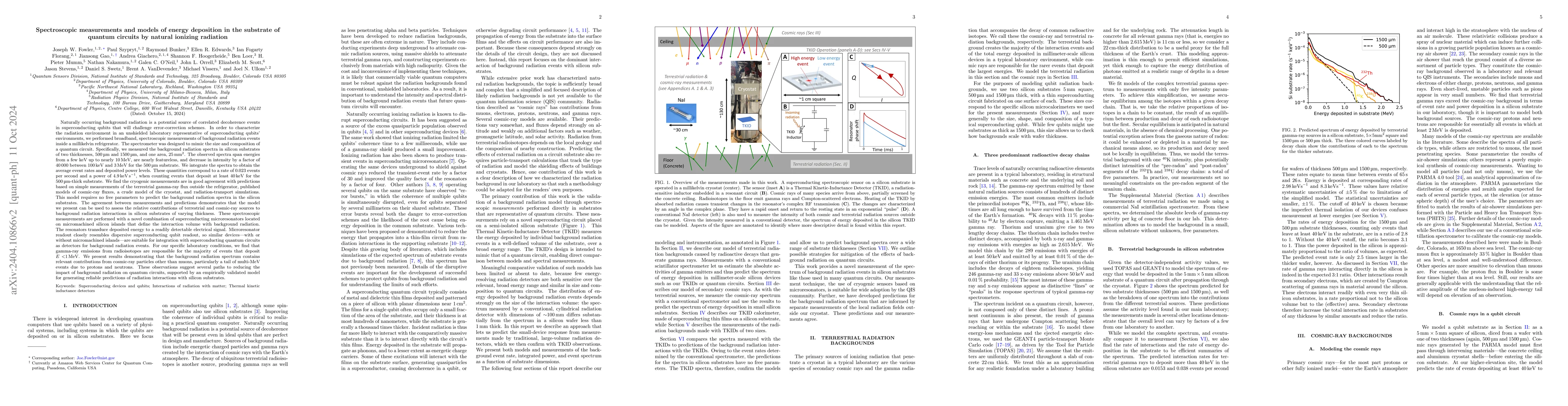 Thumbnail for Spectroscopic measurements and models of energy deposition in the
  substrate of quantum circuits by natural ionizing radiation