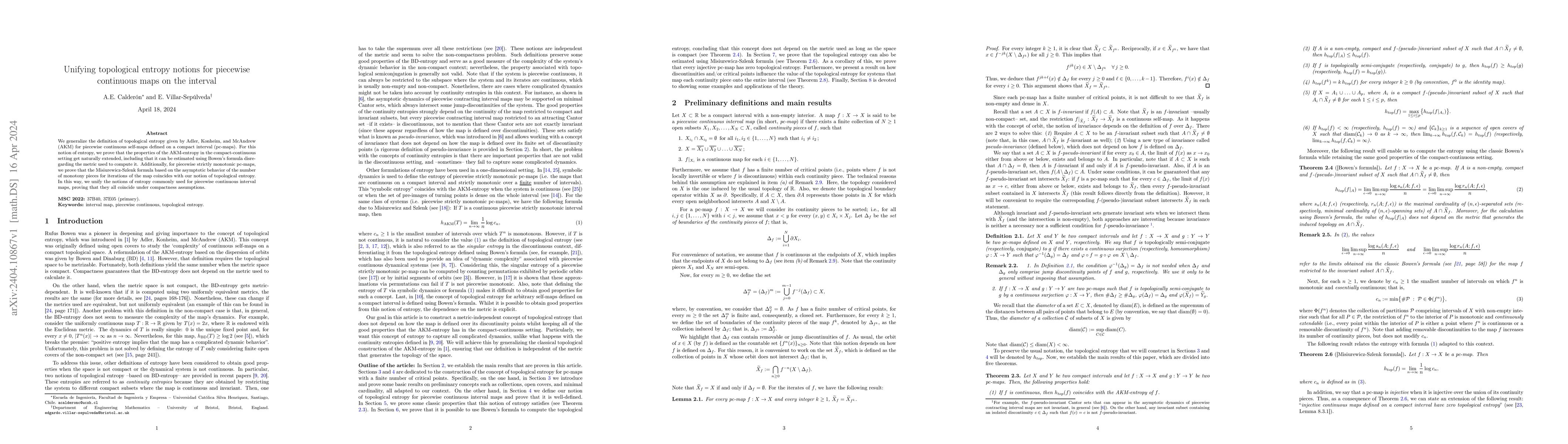 Thumbnail for Unifying topological entropy notions for piecewise continuous maps on
  the interval