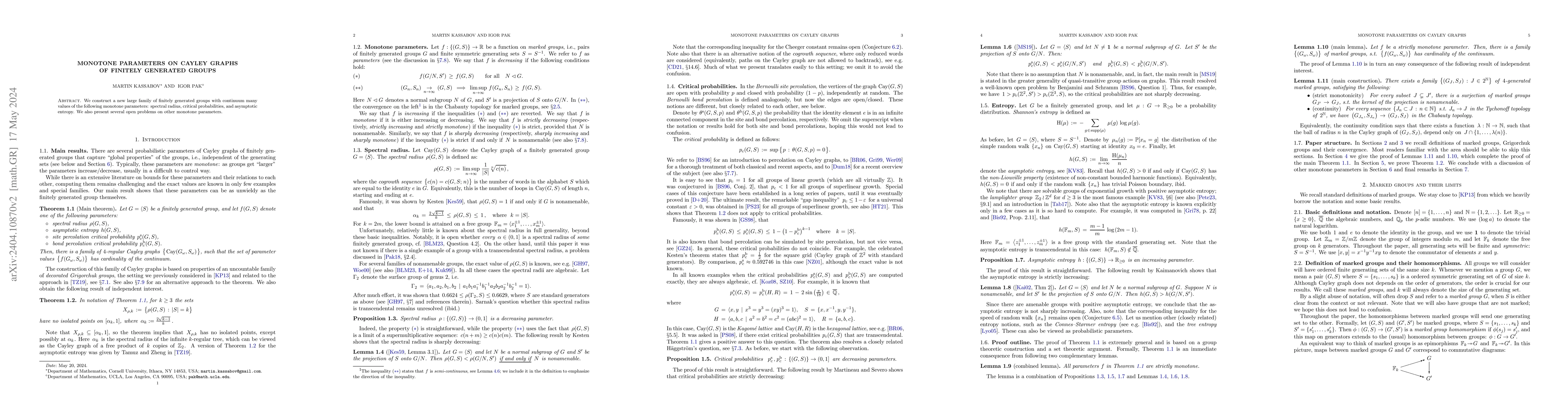 Thumbnail for Monotone parameters on Cayley graphs of finitely generated groups