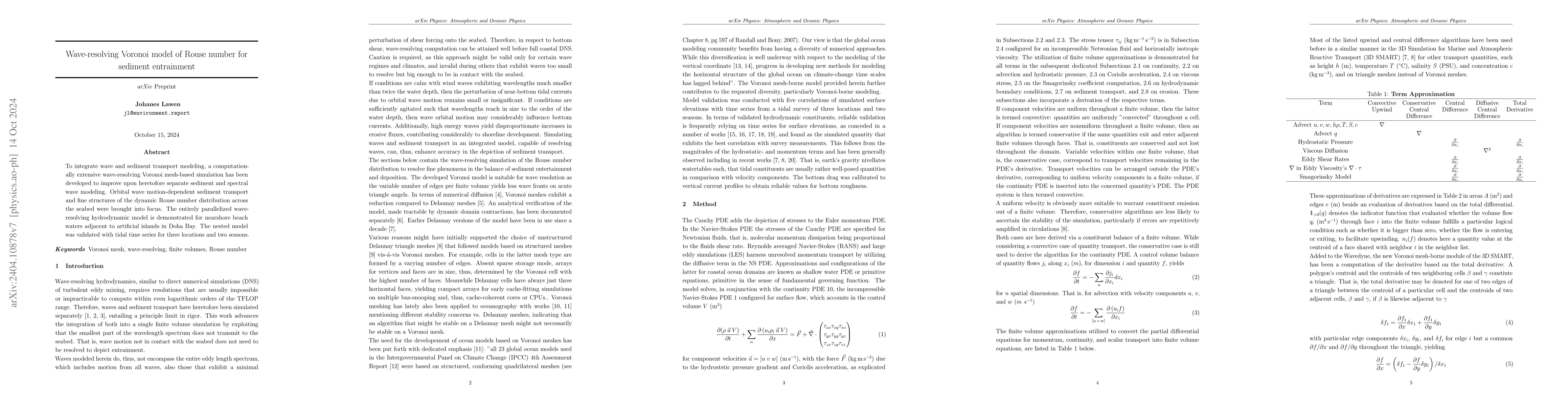 Thumbnail for Wave-resolving Voronoi model of Rouse number for sediment entrainment
  equilibrium