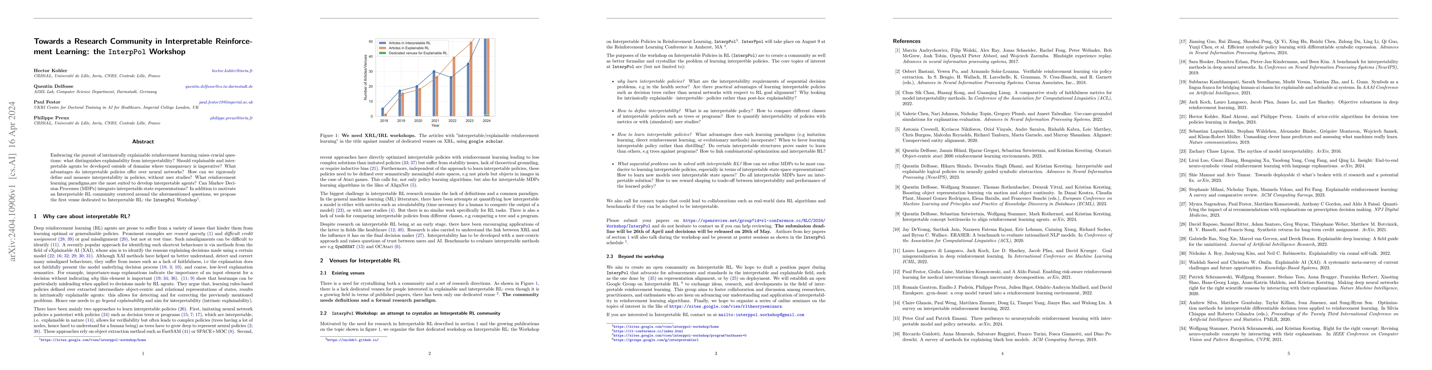 Thumbnail for Towards a Research Community in Interpretable Reinforcement Learning:
  the InterpPol Workshop