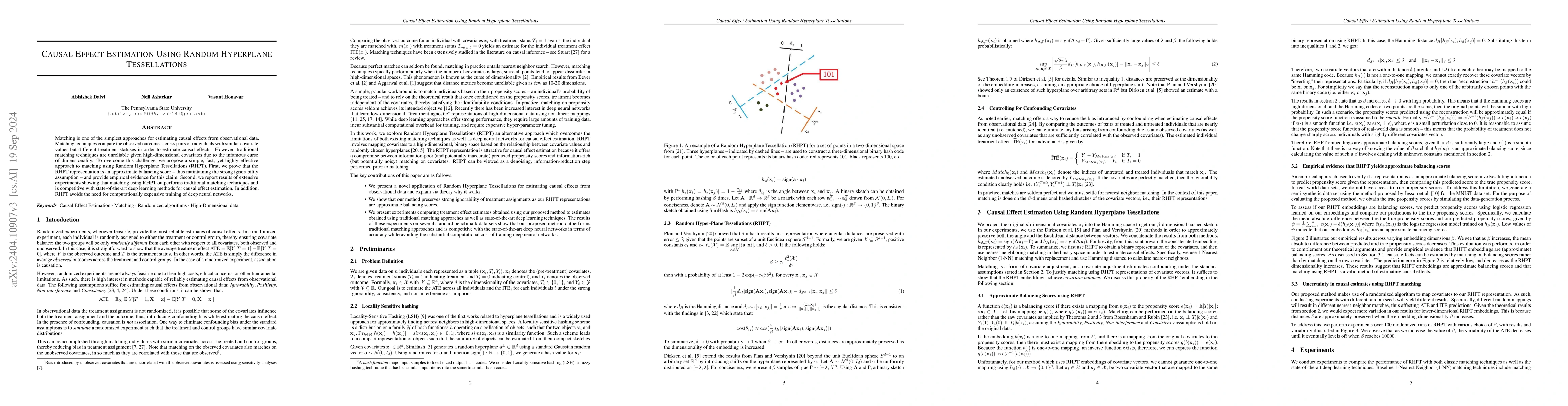 Thumbnail for Causal Effect Estimation Using Random Hyperplane Tessellations