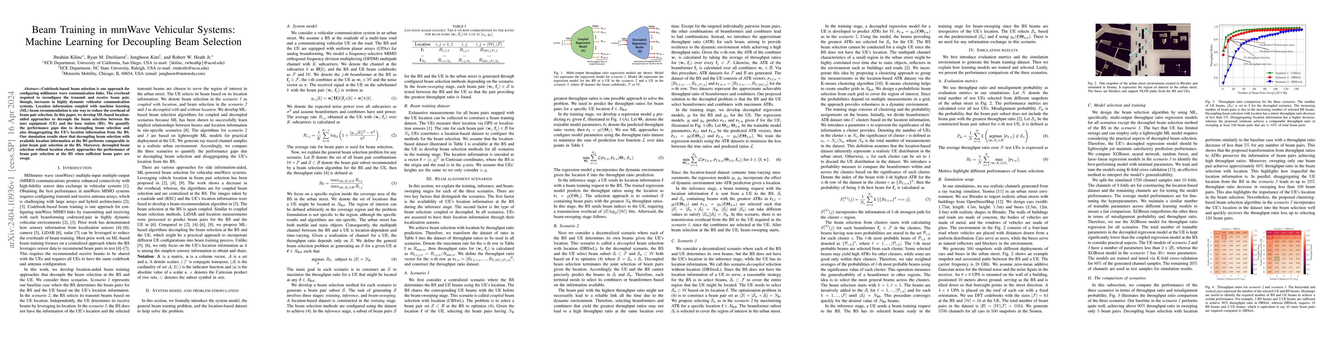 Thumbnail for Beam Training in mmWave Vehicular Systems: Machine Learning for
  Decoupling Beam Selection