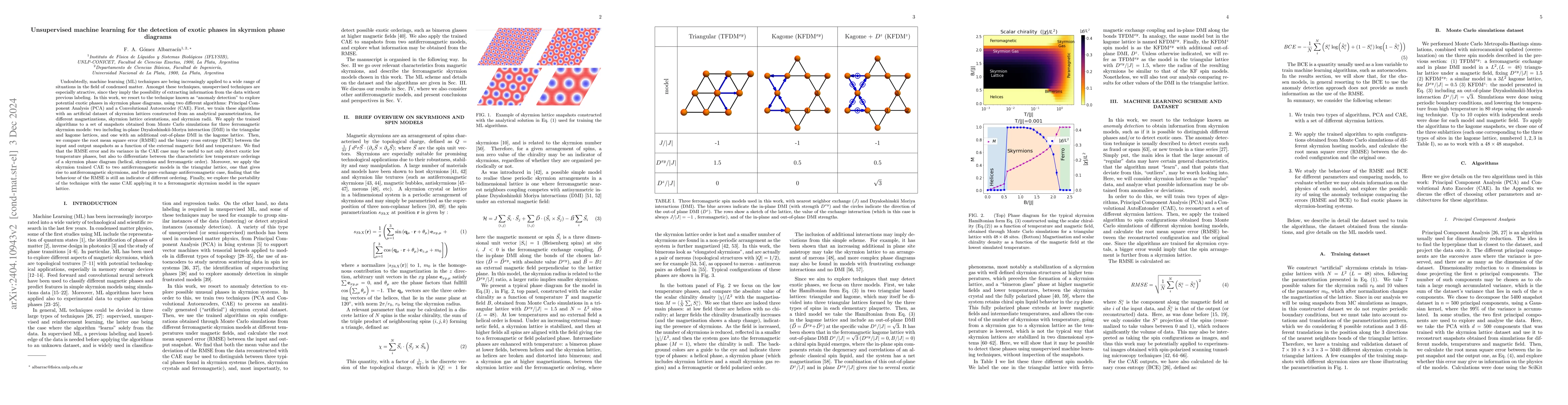 Thumbnail for Unsupervised machine learning for the detection of exotic phases in
  skyrmion phase diagrams