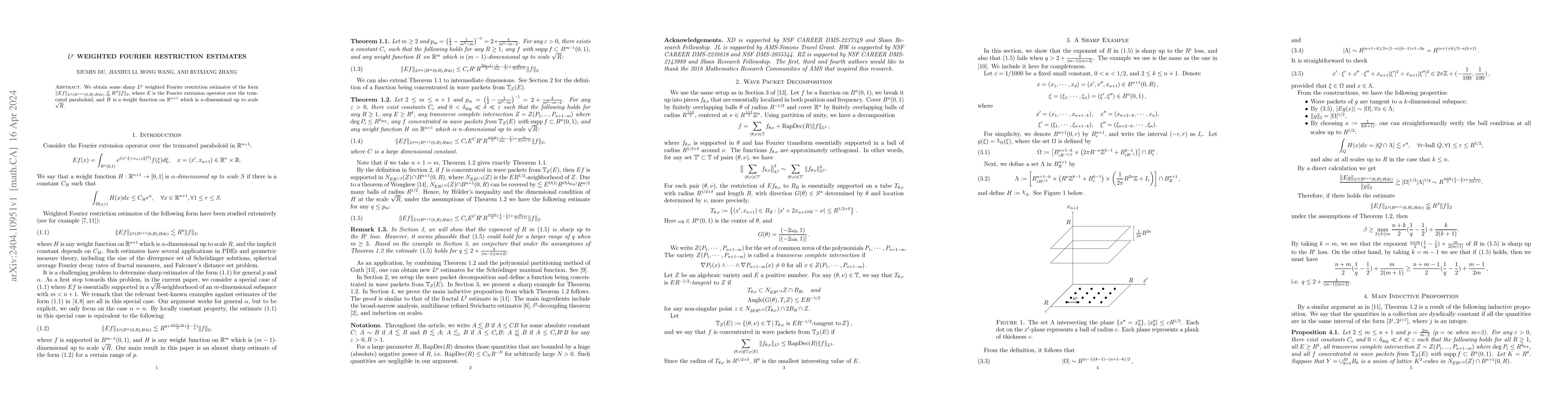 Thumbnail for $L^p$ weighted Fourier restriction estimates