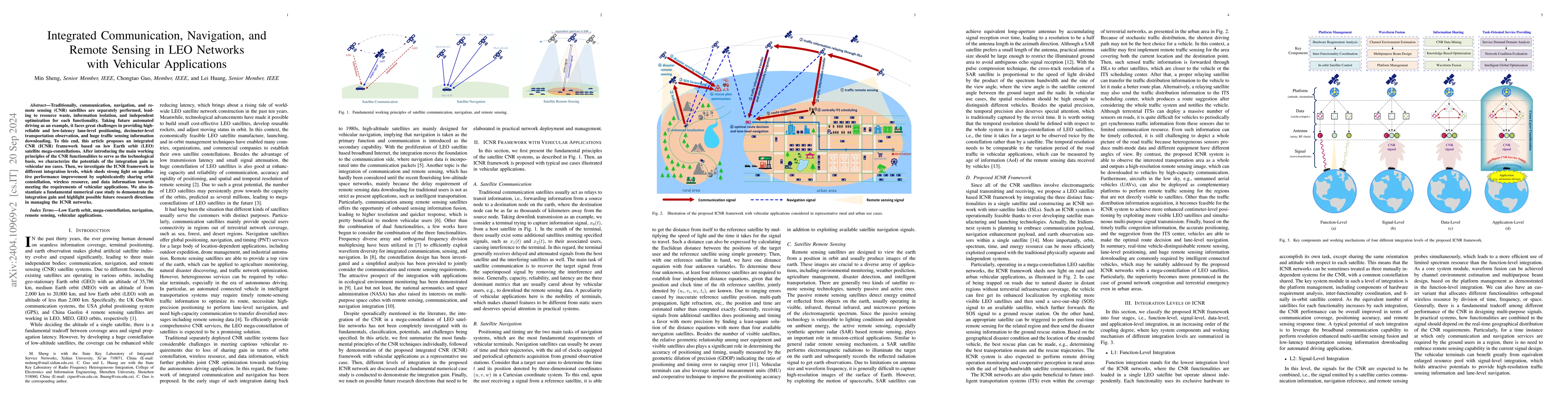 Thumbnail for Integrated Communication, Navigation, and Remote Sensing in LEO Networks
  with Vehicular Applications