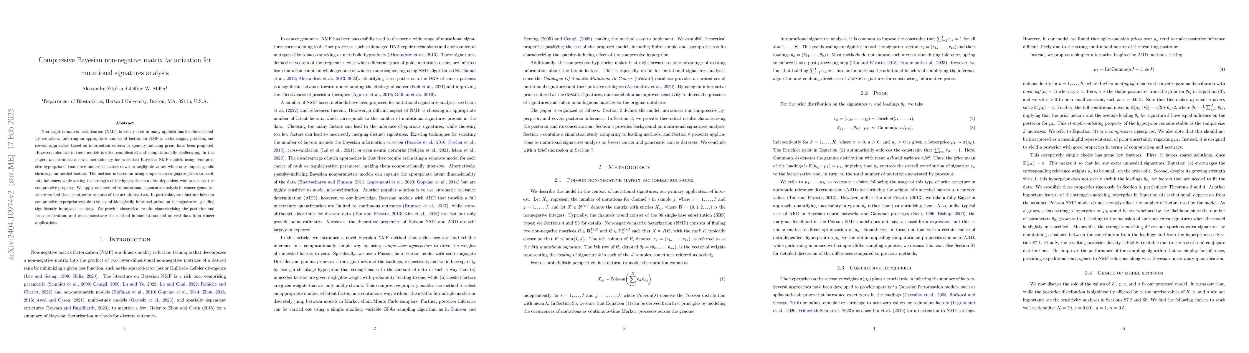 Thumbnail for Compressive Bayesian non-negative matrix factorization for mutational
  signatures analysis