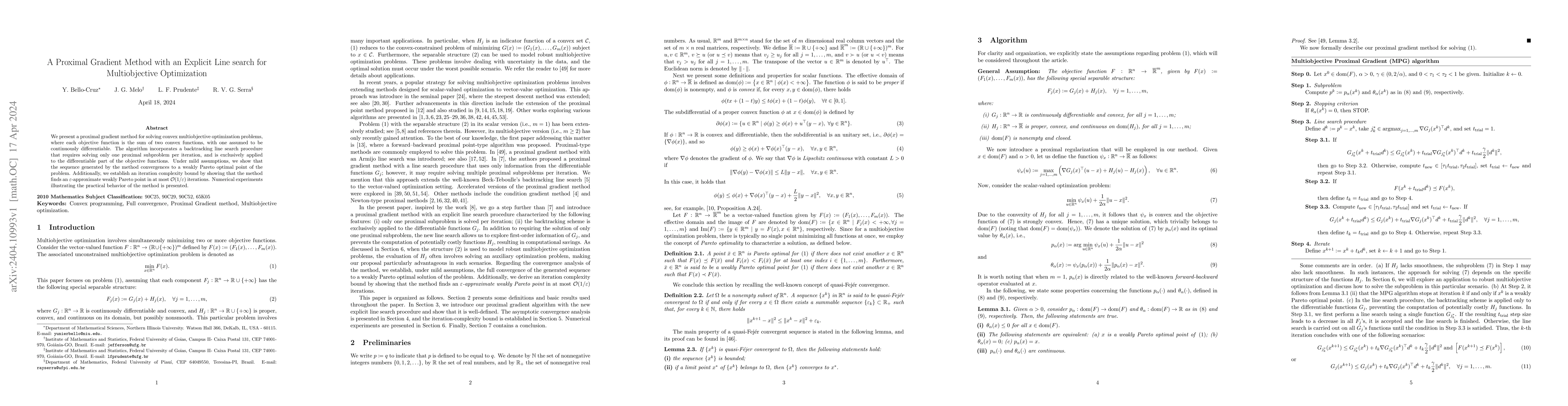 Thumbnail for A Proximal Gradient Method with an Explicit Line search for
  Multiobjective Optimization