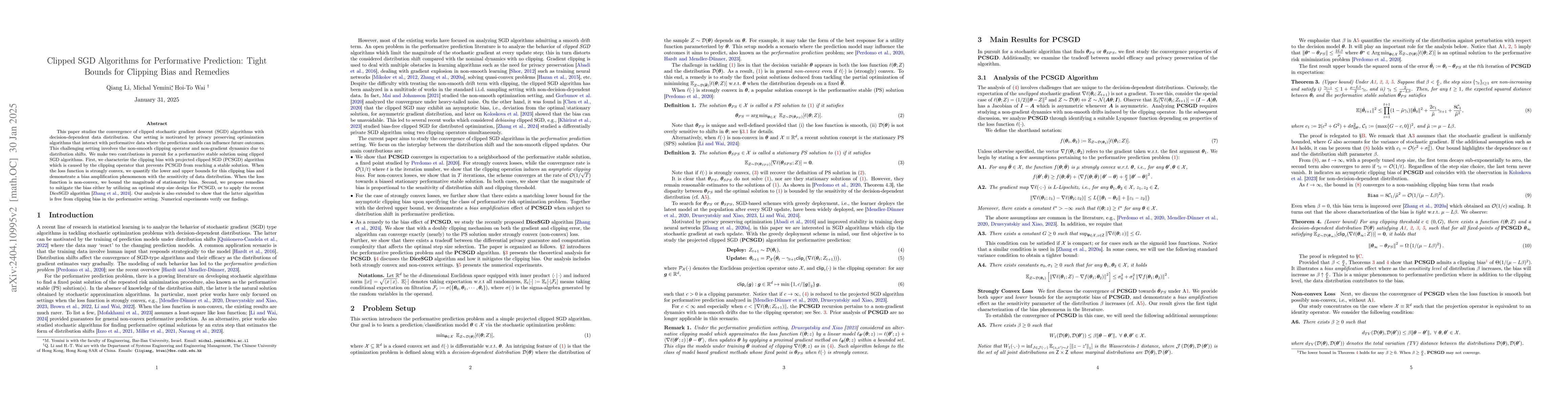 Thumbnail for Clipped SGD Algorithms for Privacy Preserving Performative Prediction:
  Bias Amplification and Remedies