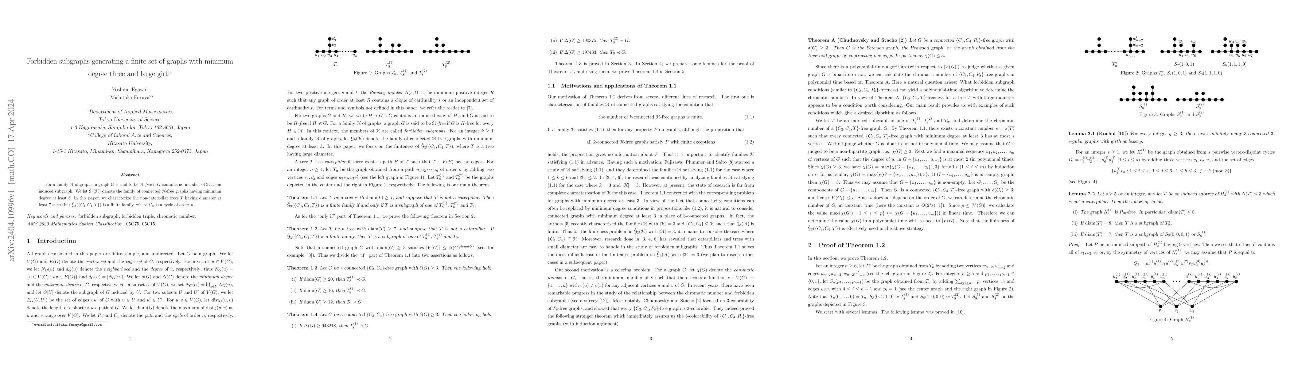 Thumbnail for Forbidden subgraphs generating a finite set of graphs with minimum
  degree three and large girth