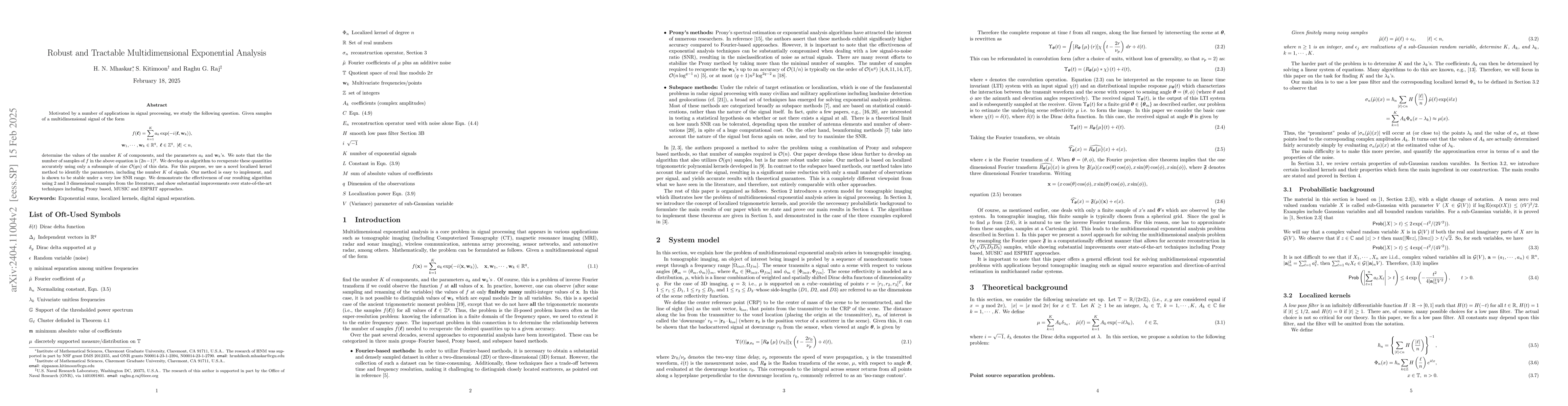 Thumbnail for Robust and tractable multidimensional exponential analysis