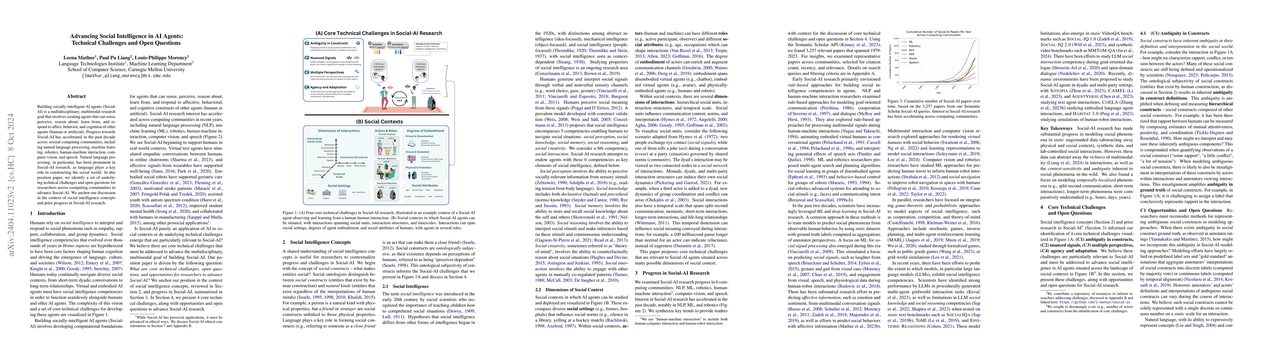 Thumbnail for Advancing Social Intelligence in AI Agents: Technical Challenges and
  Open Questions