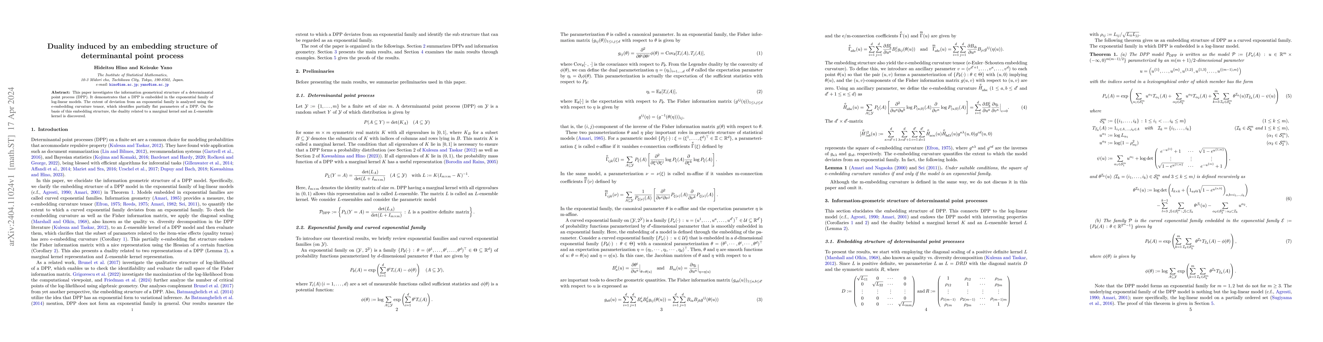 Thumbnail for Duality induced by an embedding structure of determinantal point process