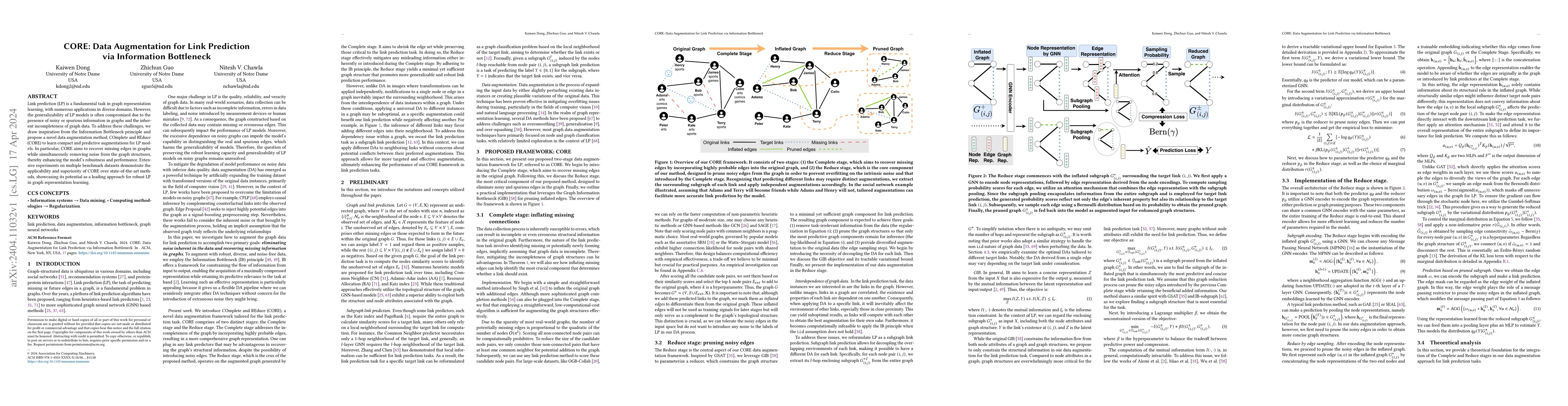 Thumbnail for CORE: Data Augmentation for Link Prediction via Information Bottleneck