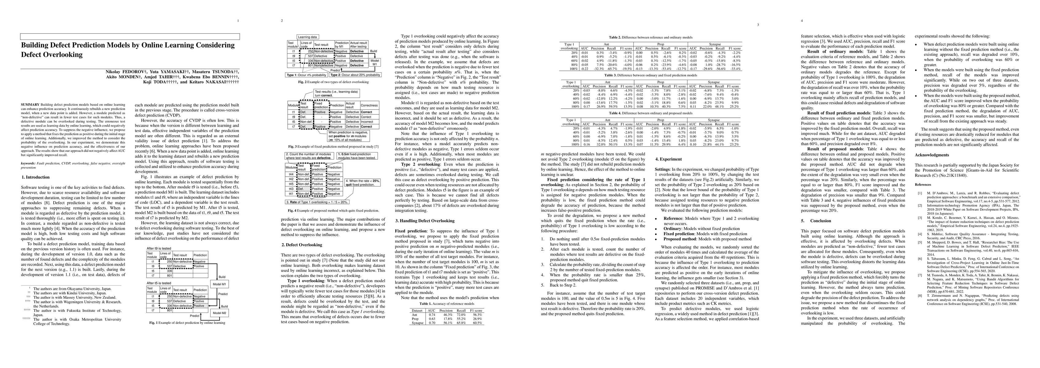 Thumbnail for Building Defect Prediction Models by Online Learning Considering Defect
  Overlooking