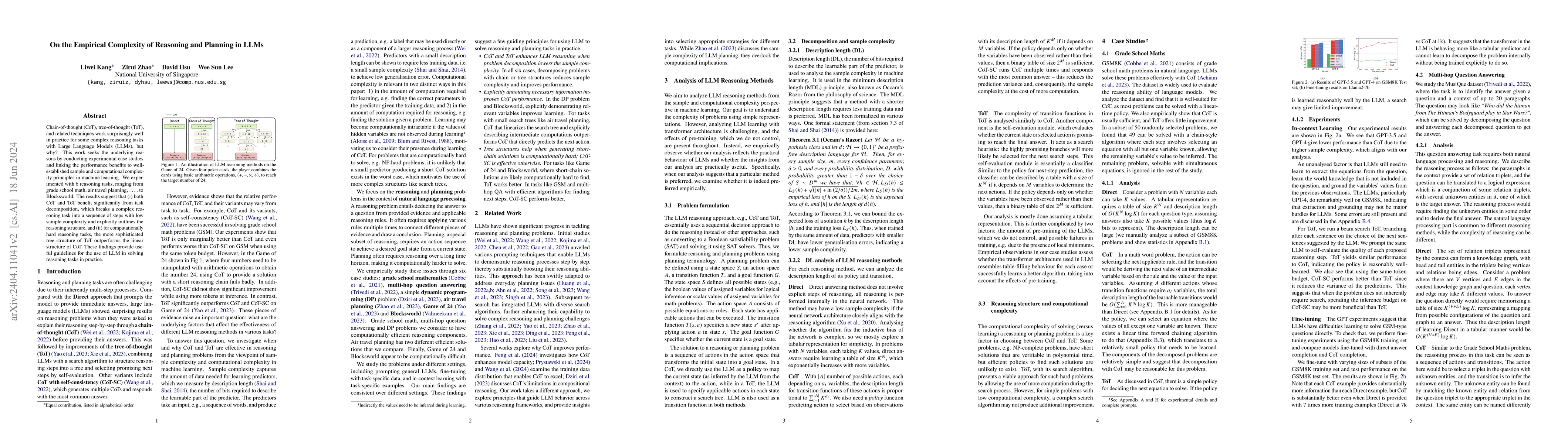 Thumbnail for On the Empirical Complexity of Reasoning and Planning in LLMs
