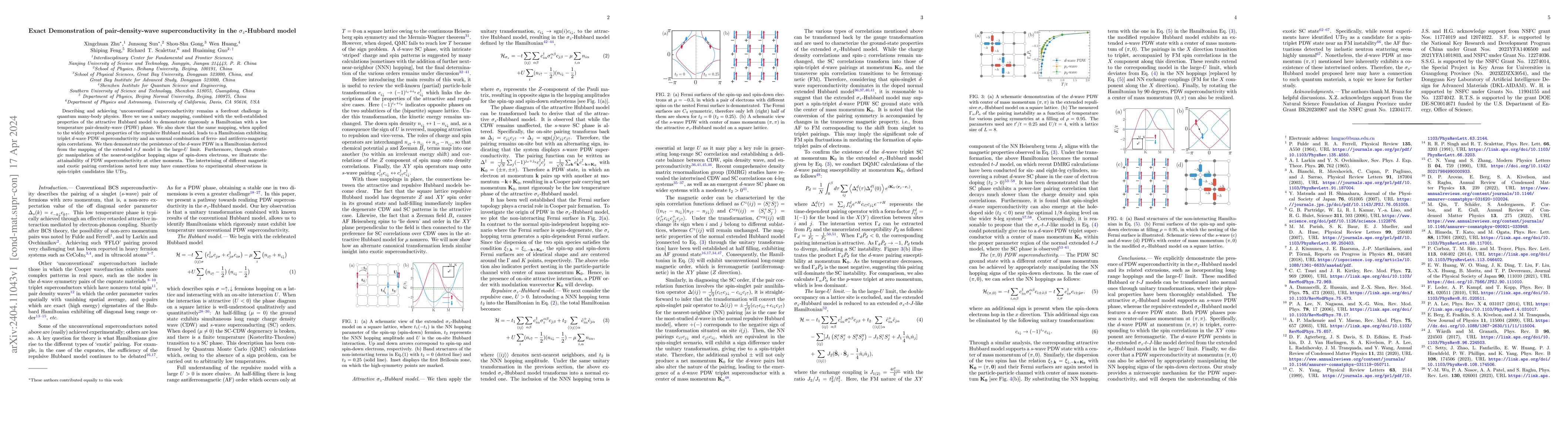 Thumbnail for Exact Demonstration of pair-density-wave superconductivity in the
  $\sigma_z$-Hubbard model