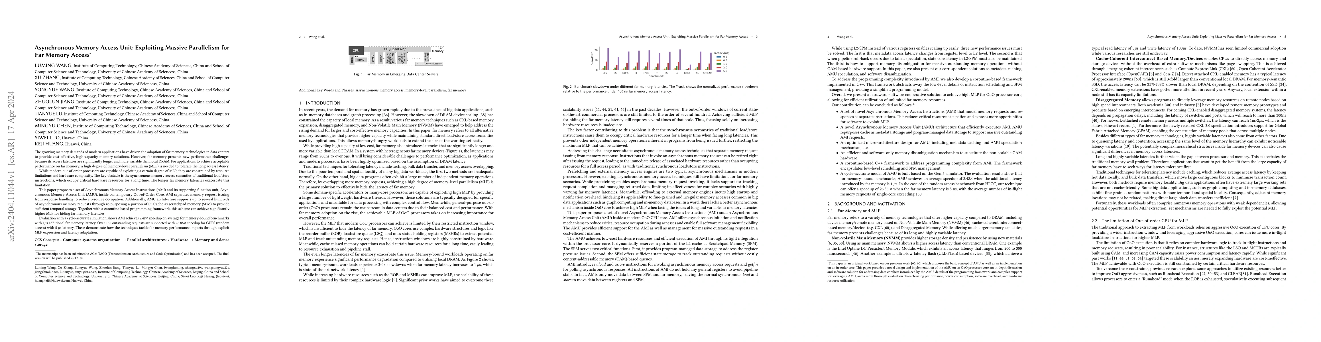 Thumbnail for Asynchronous Memory Access Unit: Exploiting Massive Parallelism for Far
  Memory Access