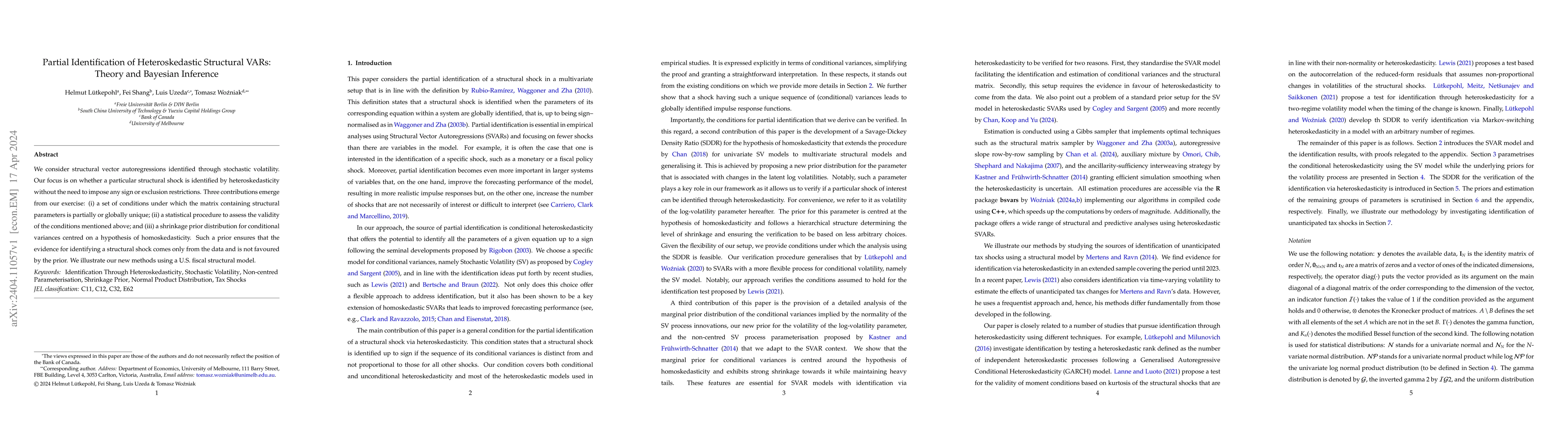 Thumbnail for Partial Identification of Heteroskedastic Structural VARs: Theory and
  Bayesian Inference