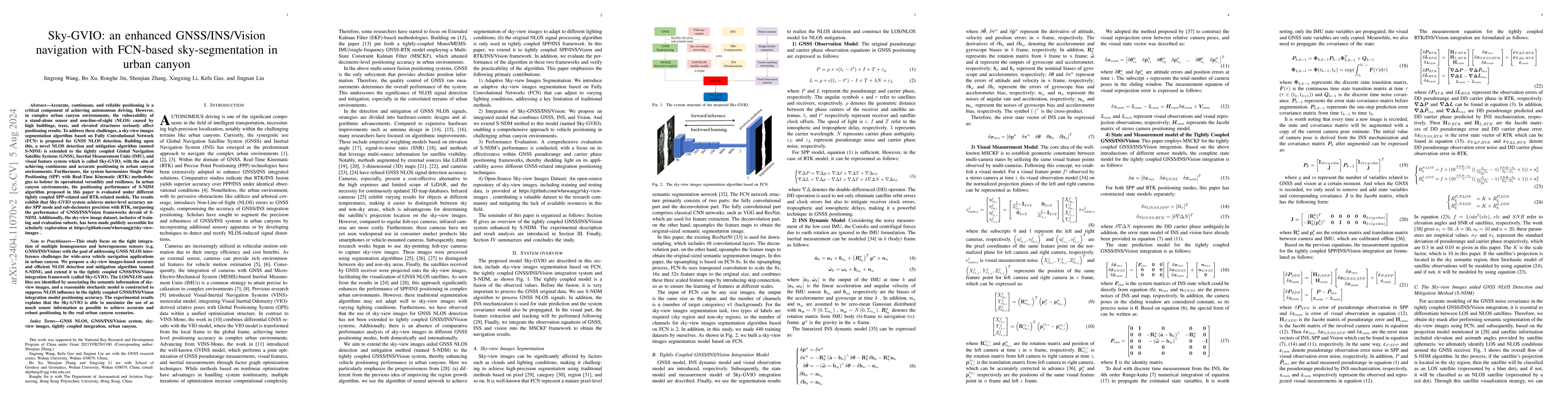 Thumbnail for Sky-GVIO: an enhanced GNSS/INS/Vision navigation with FCN-based
  sky-segmentation in urban canyon